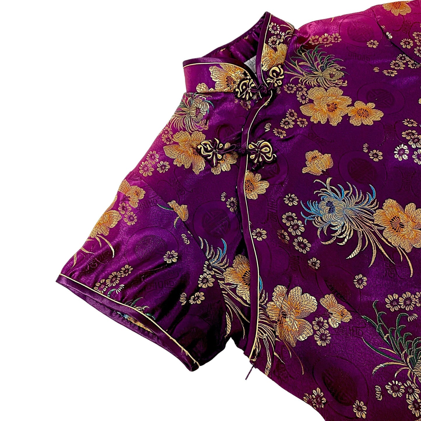Silk Mini Dress Chinese Traditional Style Vintage (M) - Fashion Aftermath