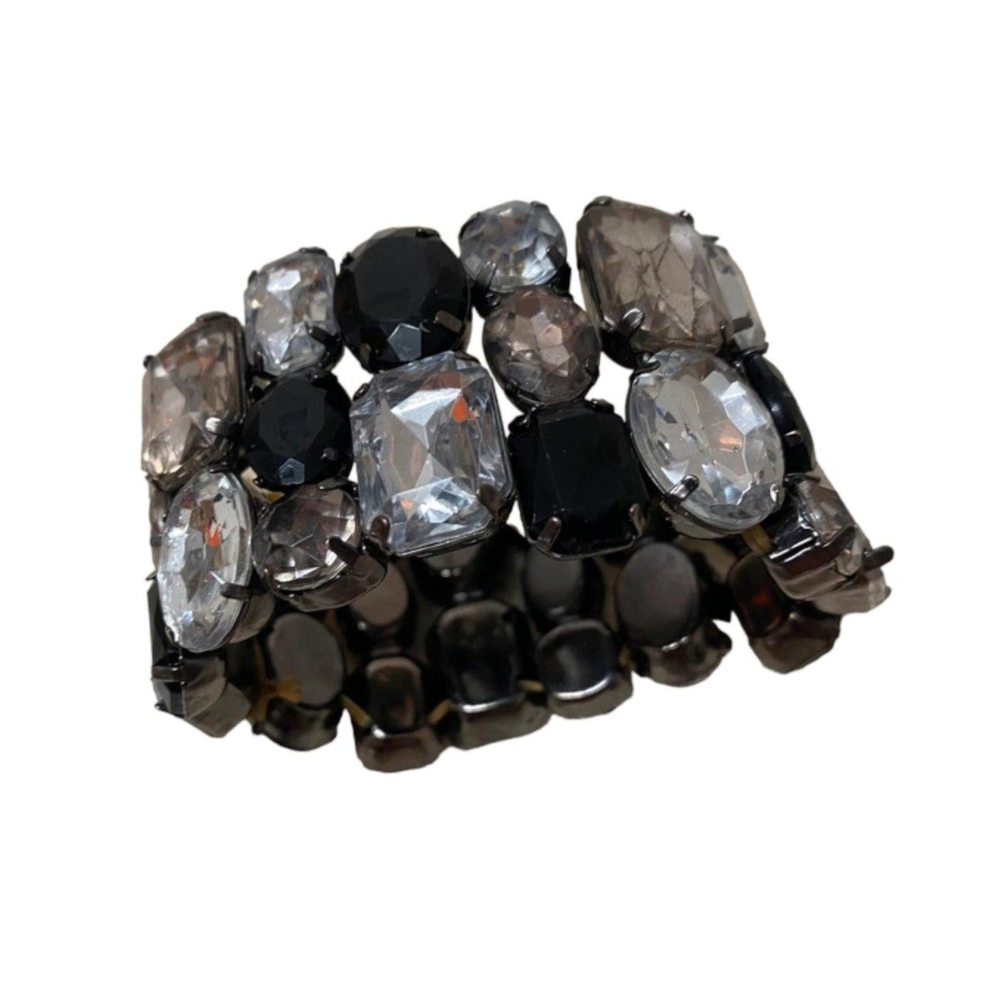 Vintage Bracelet Silver Black Gem Stones - Fashion Aftermath