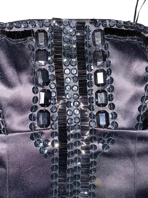 Y2K corset satin Embellished crop Top (M) - Fashion Aftermath
