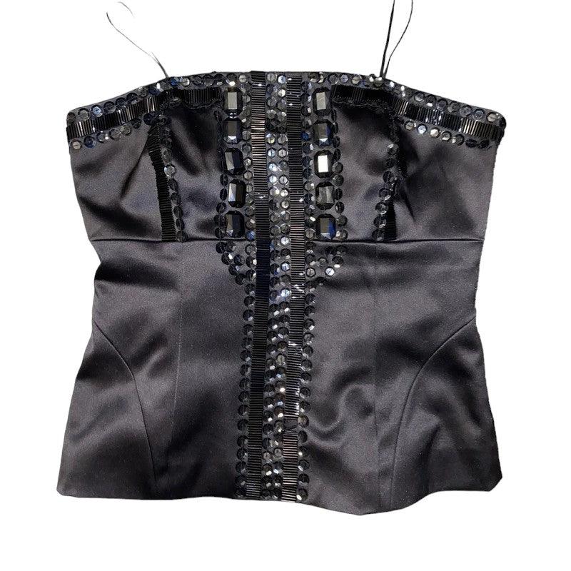 Y2K corset satin Embellished crop Top (M) - Fashion Aftermath