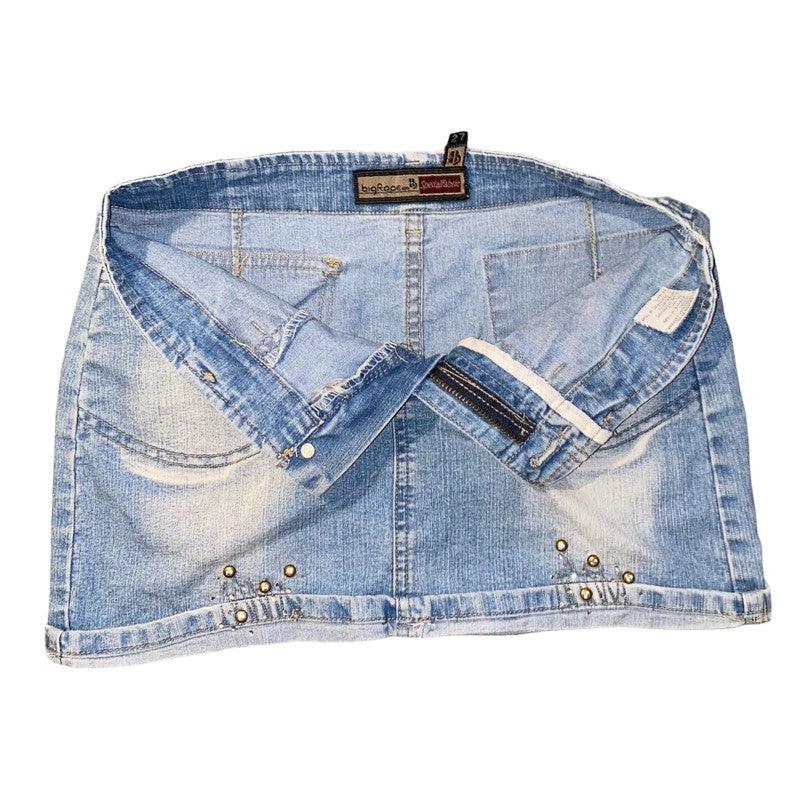 Y2K Jeans Mini Skirt Gemstones (XS) - Fashion Aftermath