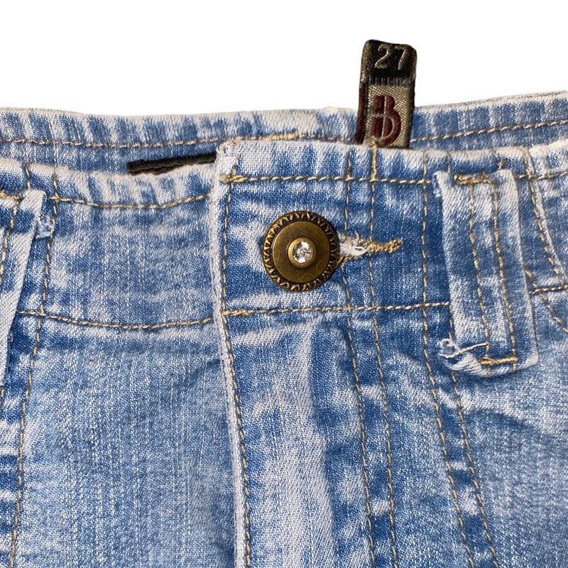 Y2K Jeans Mini Skirt Gemstones (XS) - Fashion Aftermath