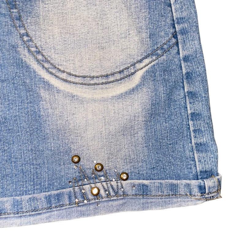 Y2K Jeans Mini Skirt Gemstones (XS) - Fashion Aftermath