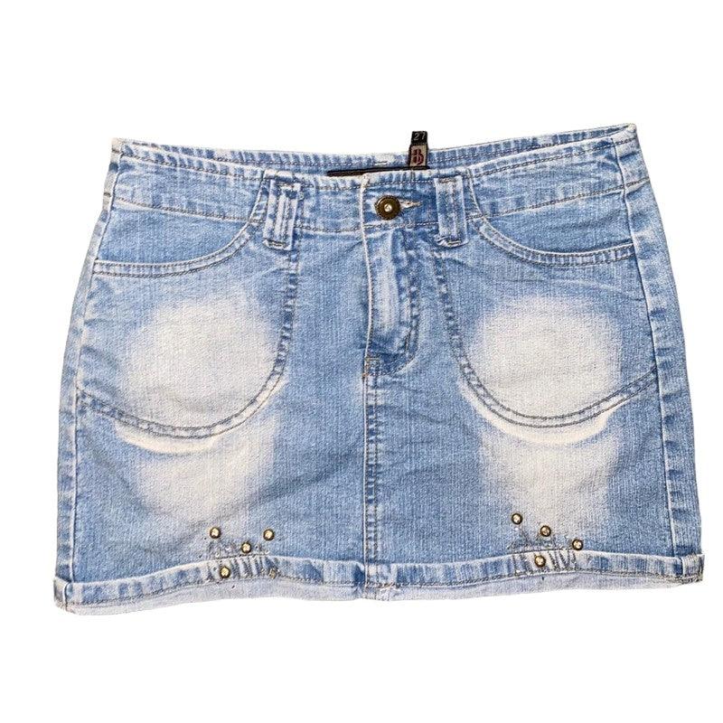 Y2K Jeans Mini Skirt Gemstones (XS) - Fashion Aftermath