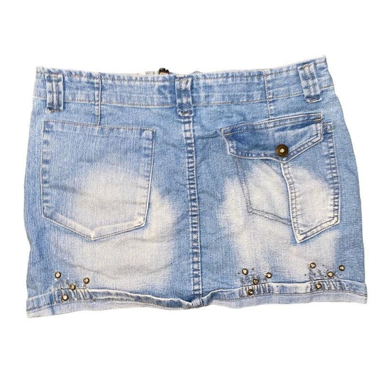 Y2K Jeans Mini Skirt Gemstones (XS) - Fashion Aftermath