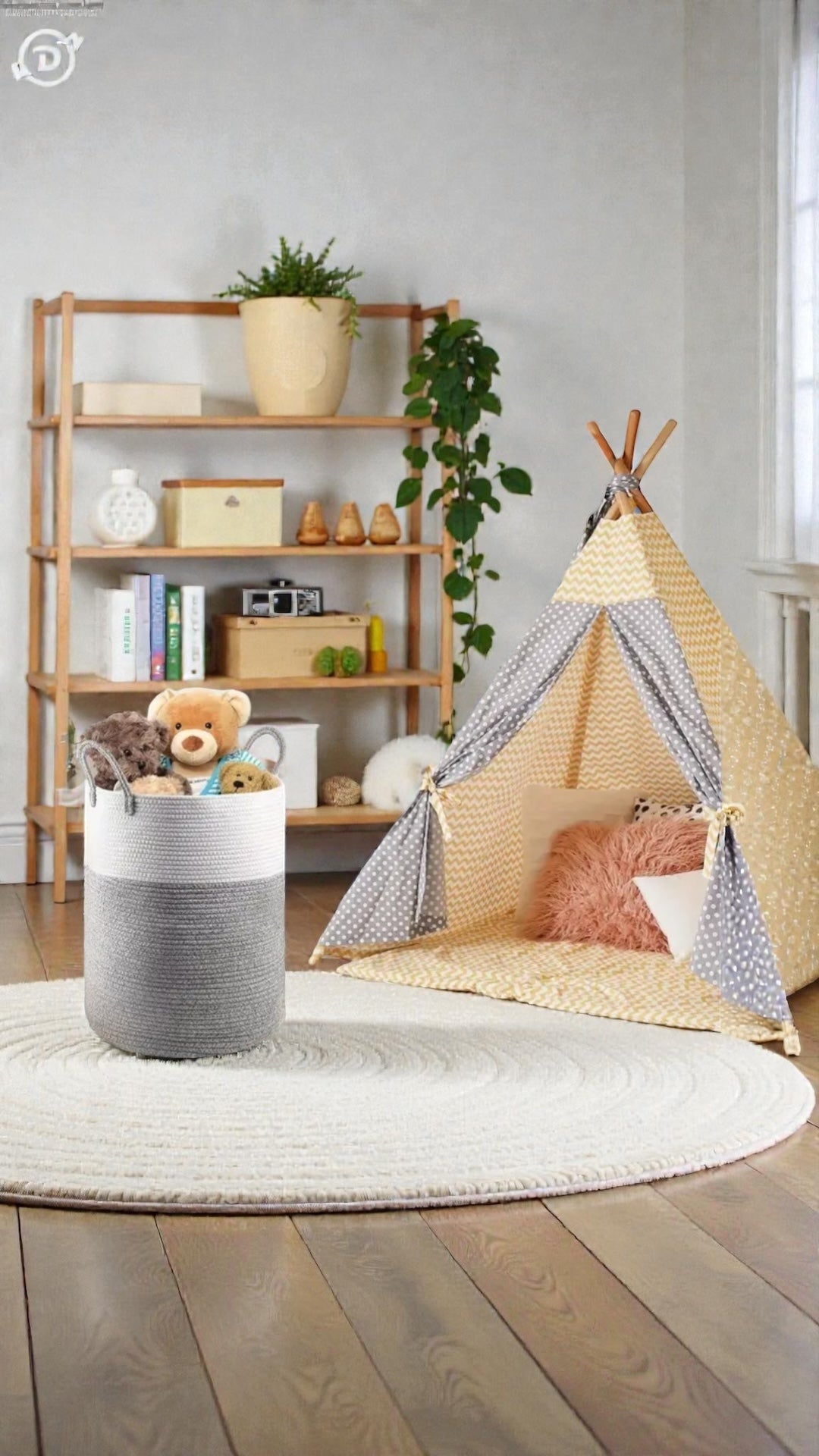 Laundry basket cotton clothing bag white grey
