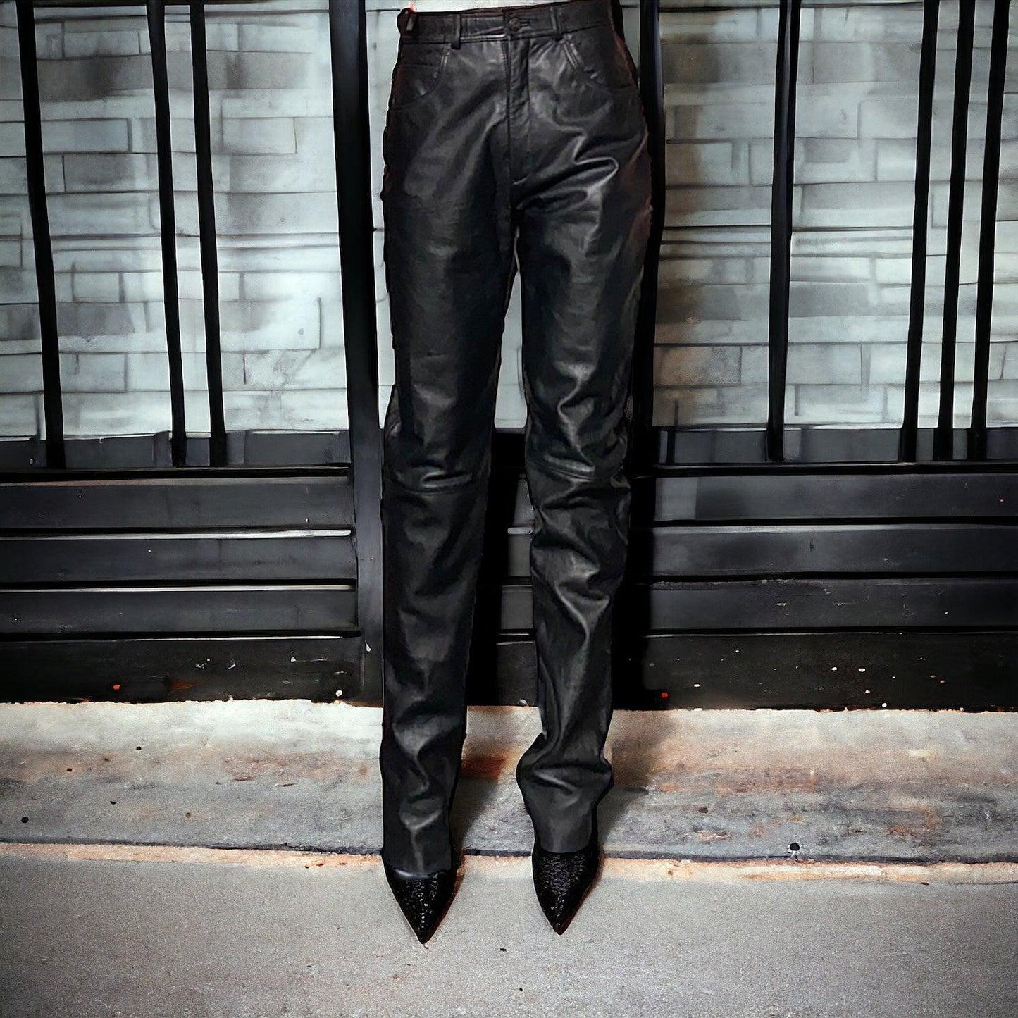 Real Leather Pants Vintage Trousers (M) - Fashion Aftermath
