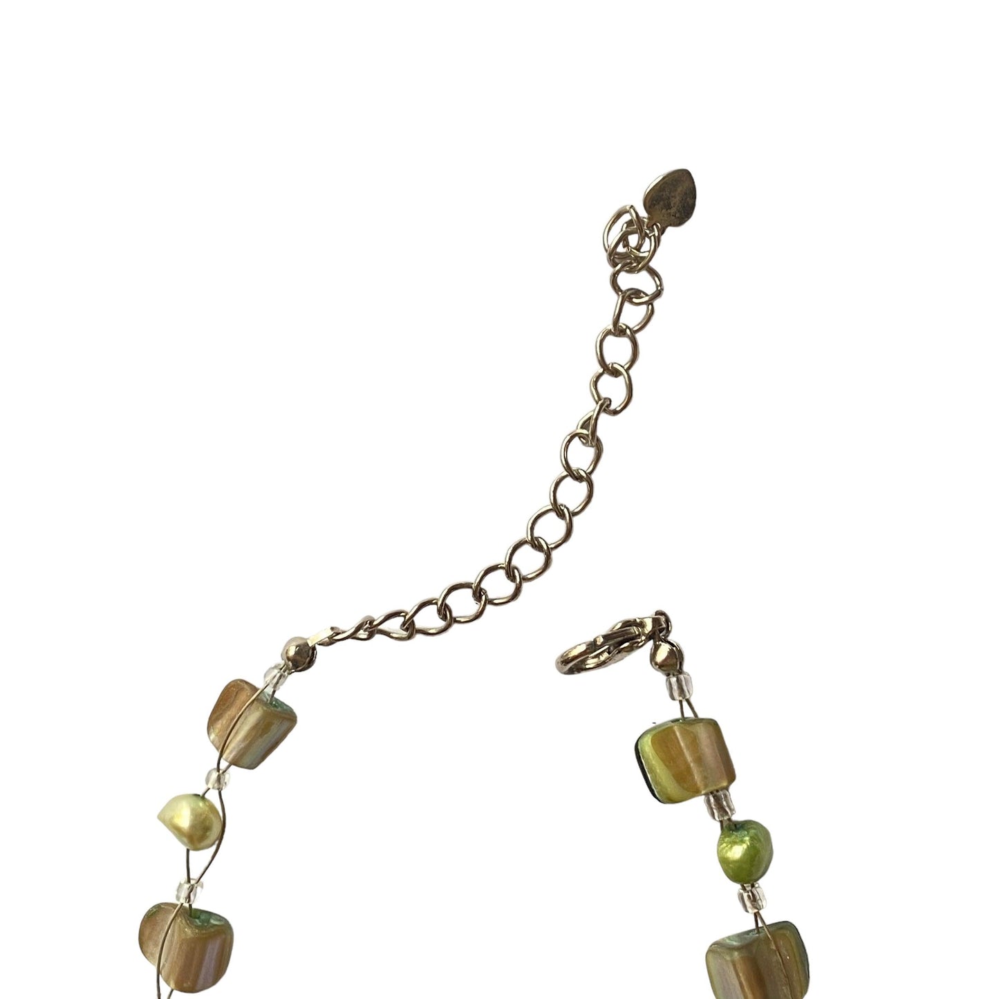 Vintage Chain Necklace Bracelet Silver Pearly Stones - Fashion Aftermath