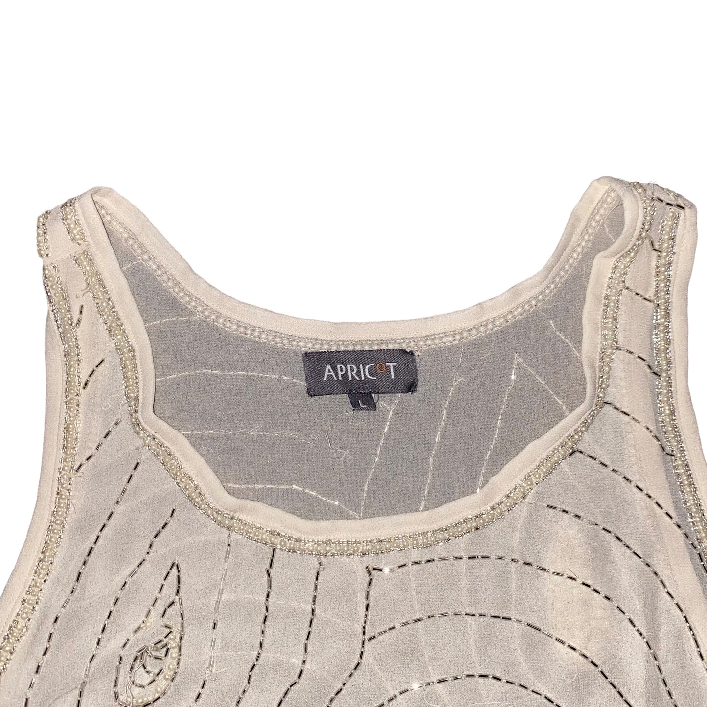 Y2K Tank Top Sequin Cream Apricot (L) - Fashion Aftermath