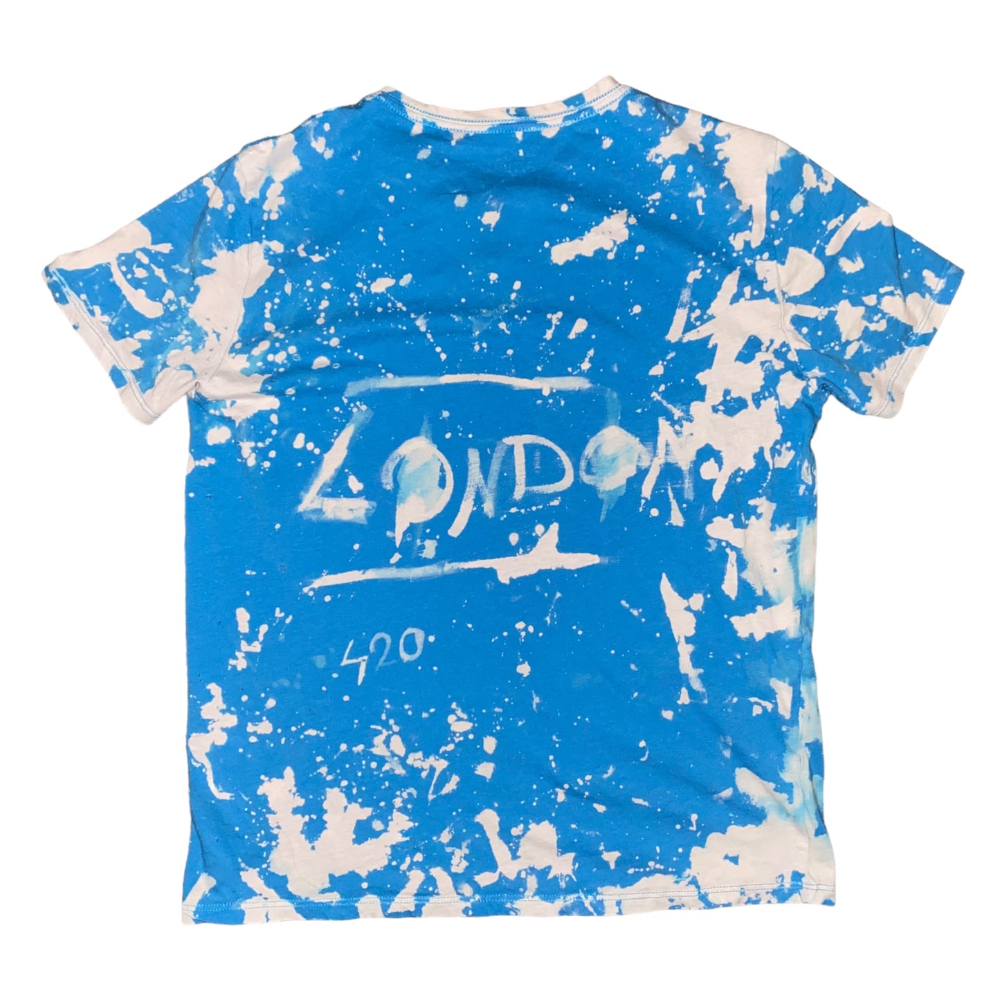 Upcycled Men's T-shirt Cotton Blue Ombre Size M - Fashion Aftermath