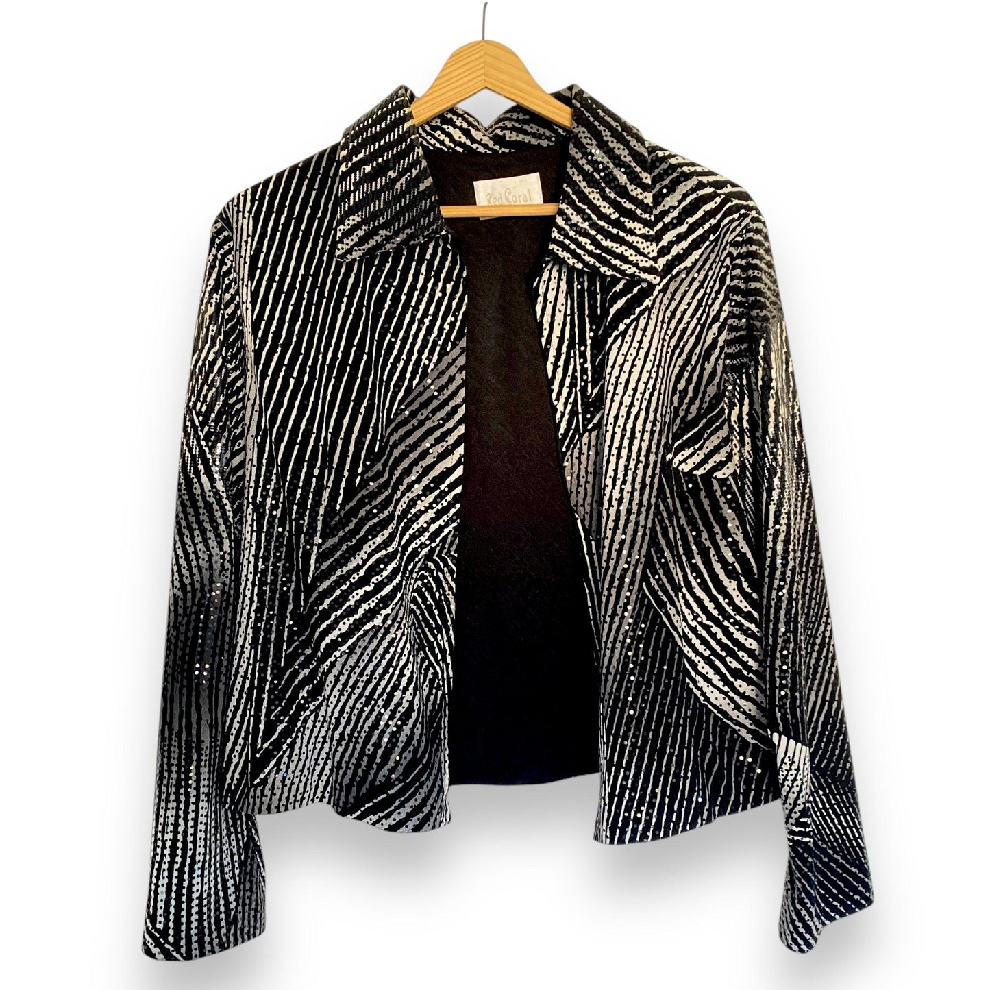 Vintage 90s Sequin Statement Jacket Zebra Look (M) - Fashion Aftermath