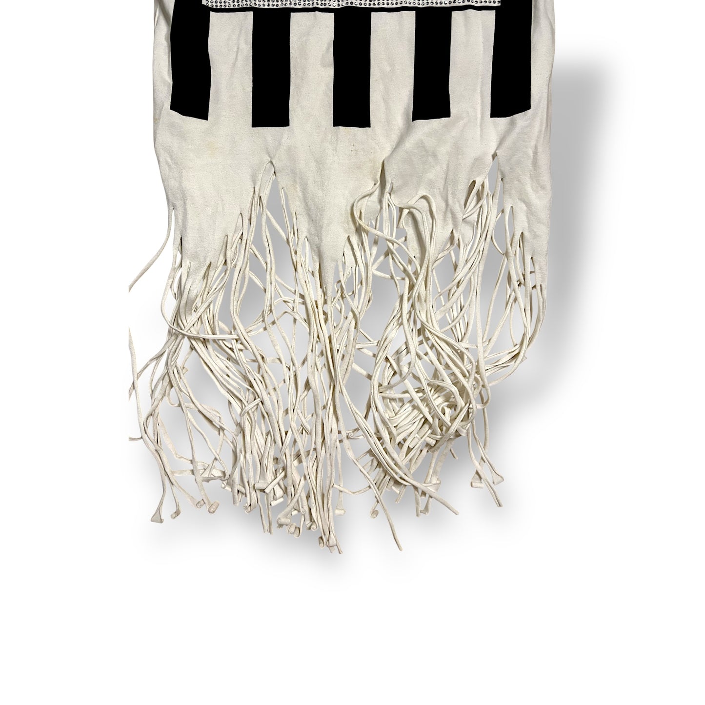 Y2K T-shirt Rhinestone Striped Fringes (S)
