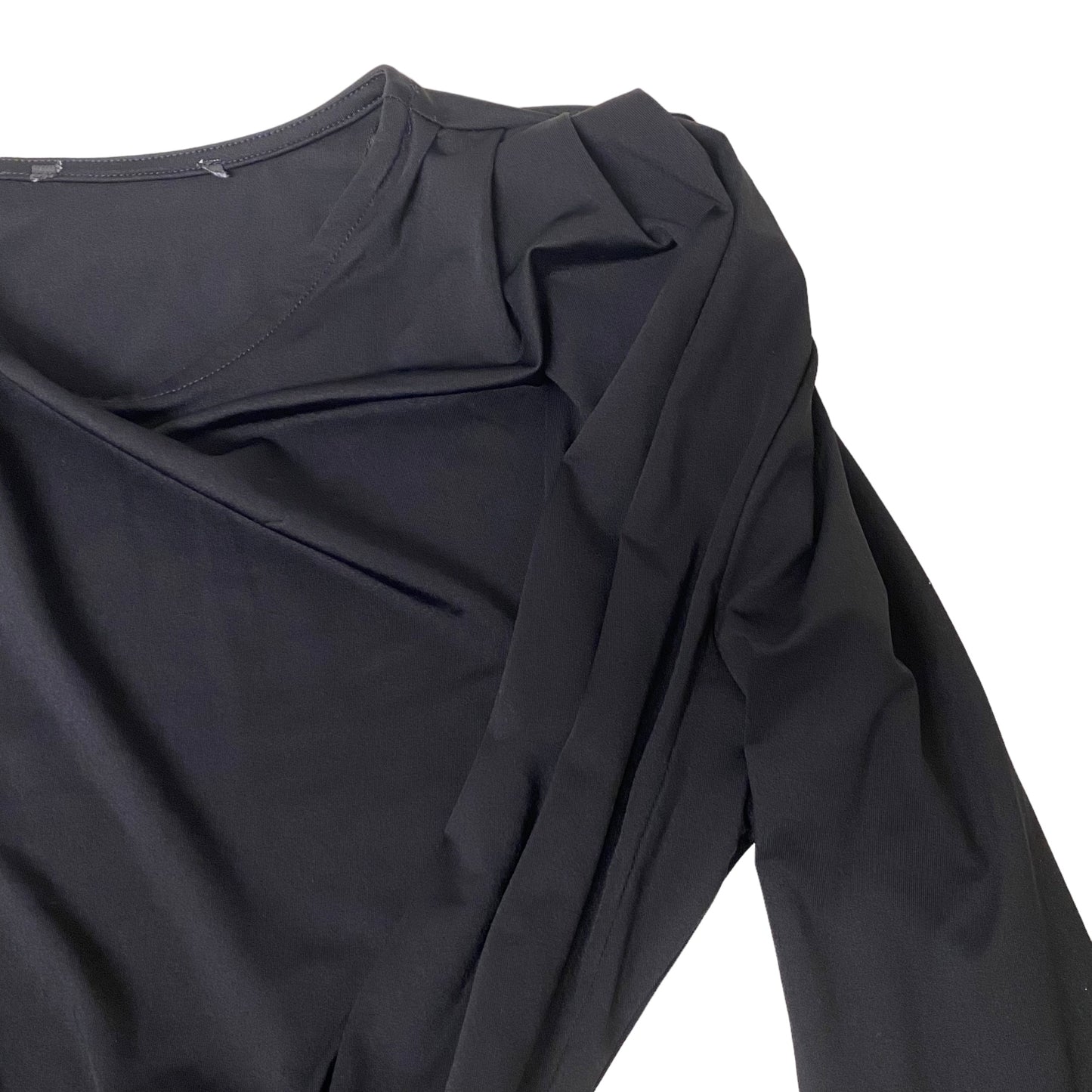 Shoulder Pad Black Dress Elastic Mini Long Sleeve Slimming Shape - Fashion Aftermath