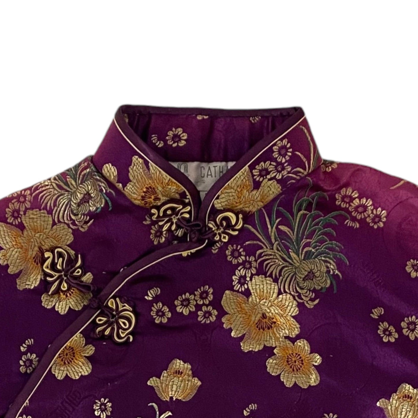 Silk Mini Dress Chinese Traditional Style Vintage (M) - Fashion Aftermath