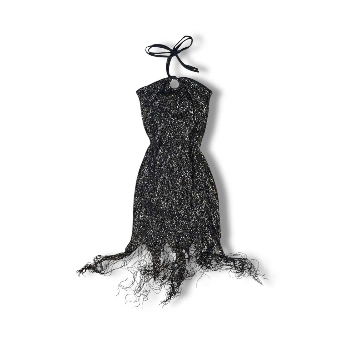 Halter Dress Bodycon Vintage Fringed Gold (S) - Fashion Aftermath