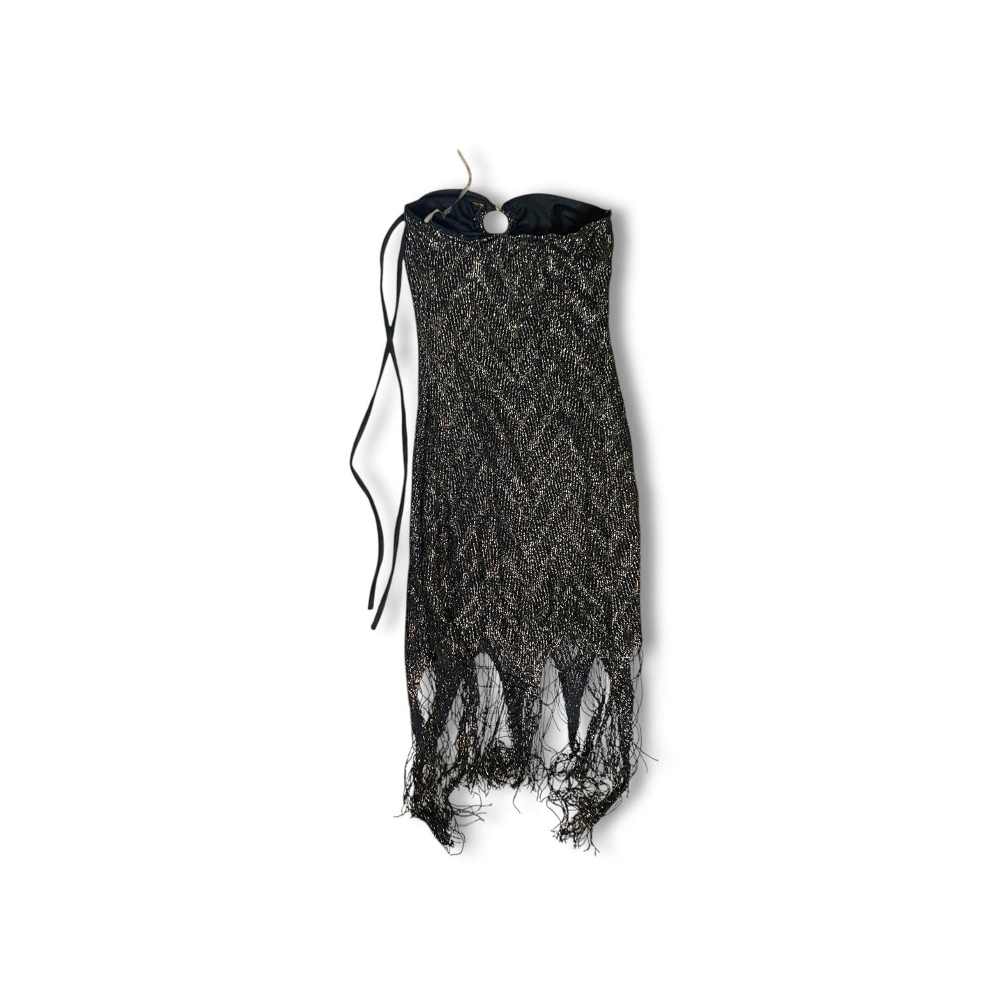 Halter Dress Bodycon Vintage Fringed Gold (S) - Fashion Aftermath