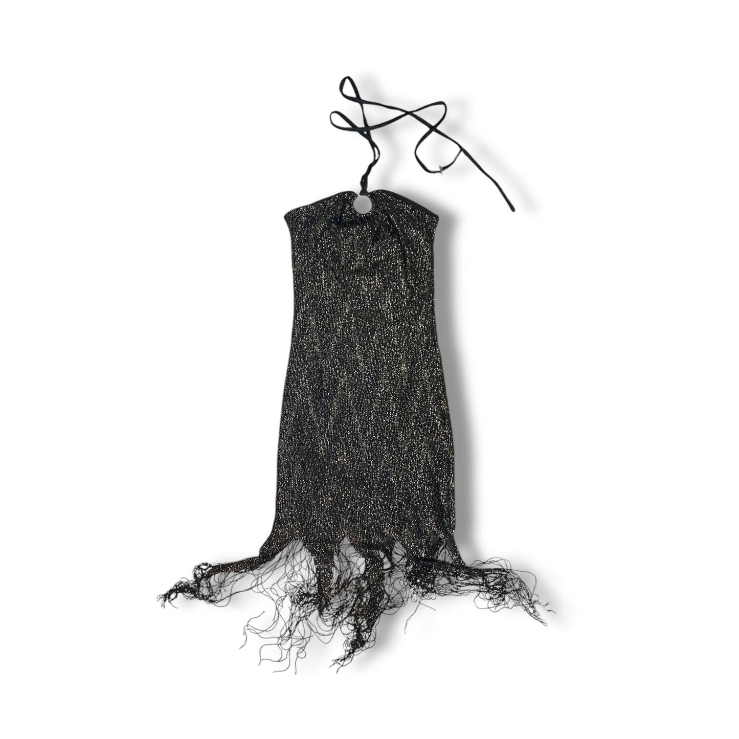 Halter Dress Bodycon Vintage Fringed Gold (S) - Fashion Aftermath