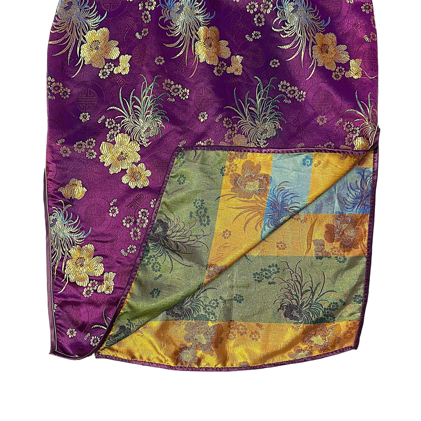Silk Mini Dress Chinese Traditional Style Vintage (M) - Fashion Aftermath