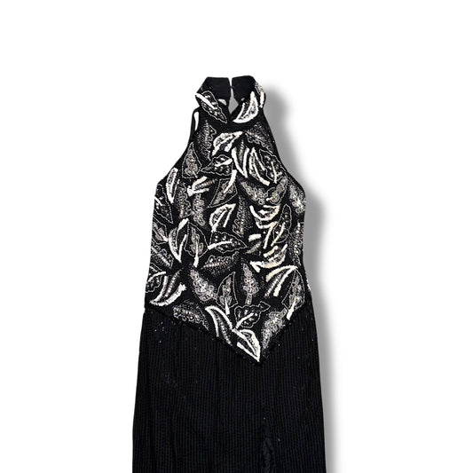 Luxury Vintage Dress Silk Black Tie Oleg Cassini (S)