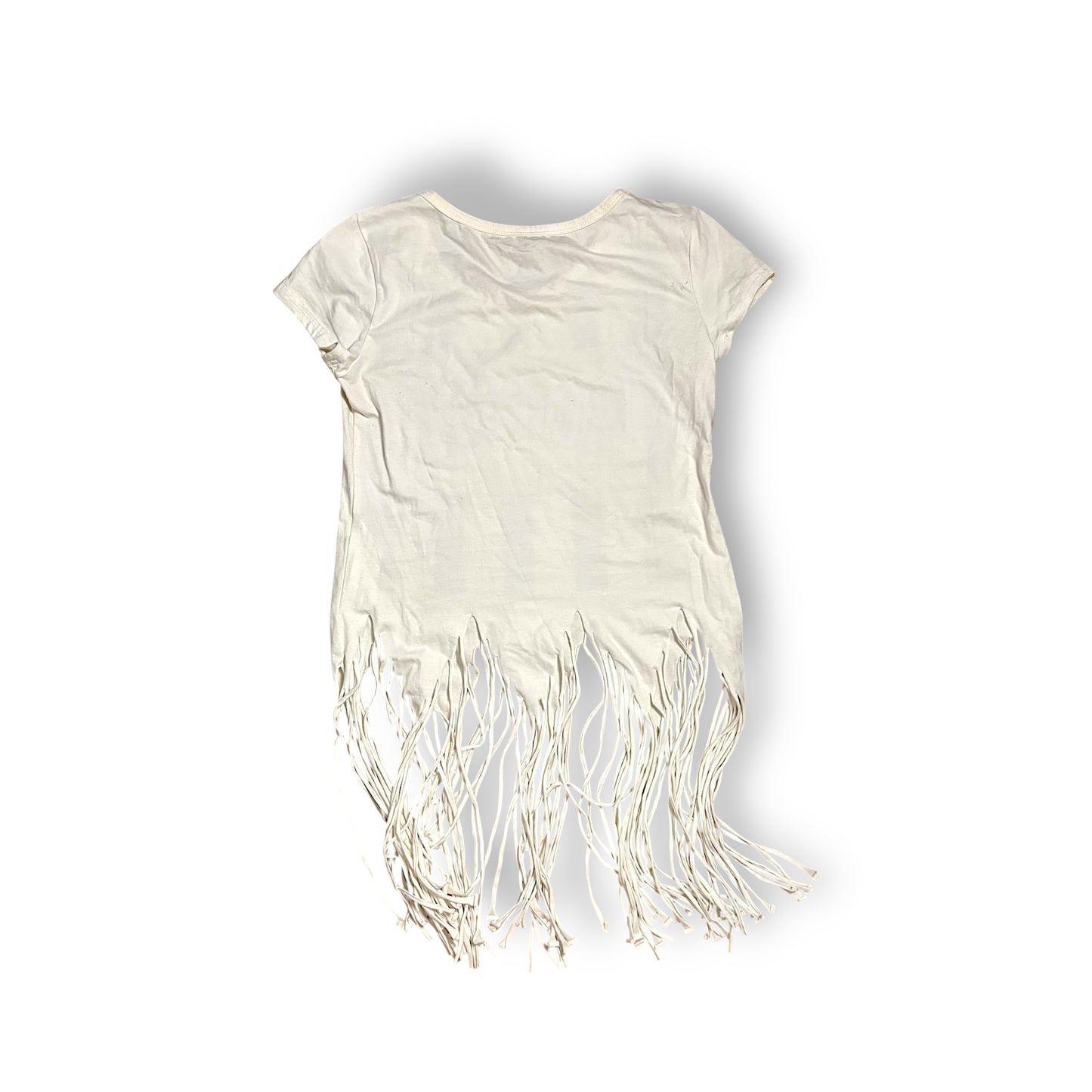 Y2K T-shirt Rhinestone Striped Fringes (S)