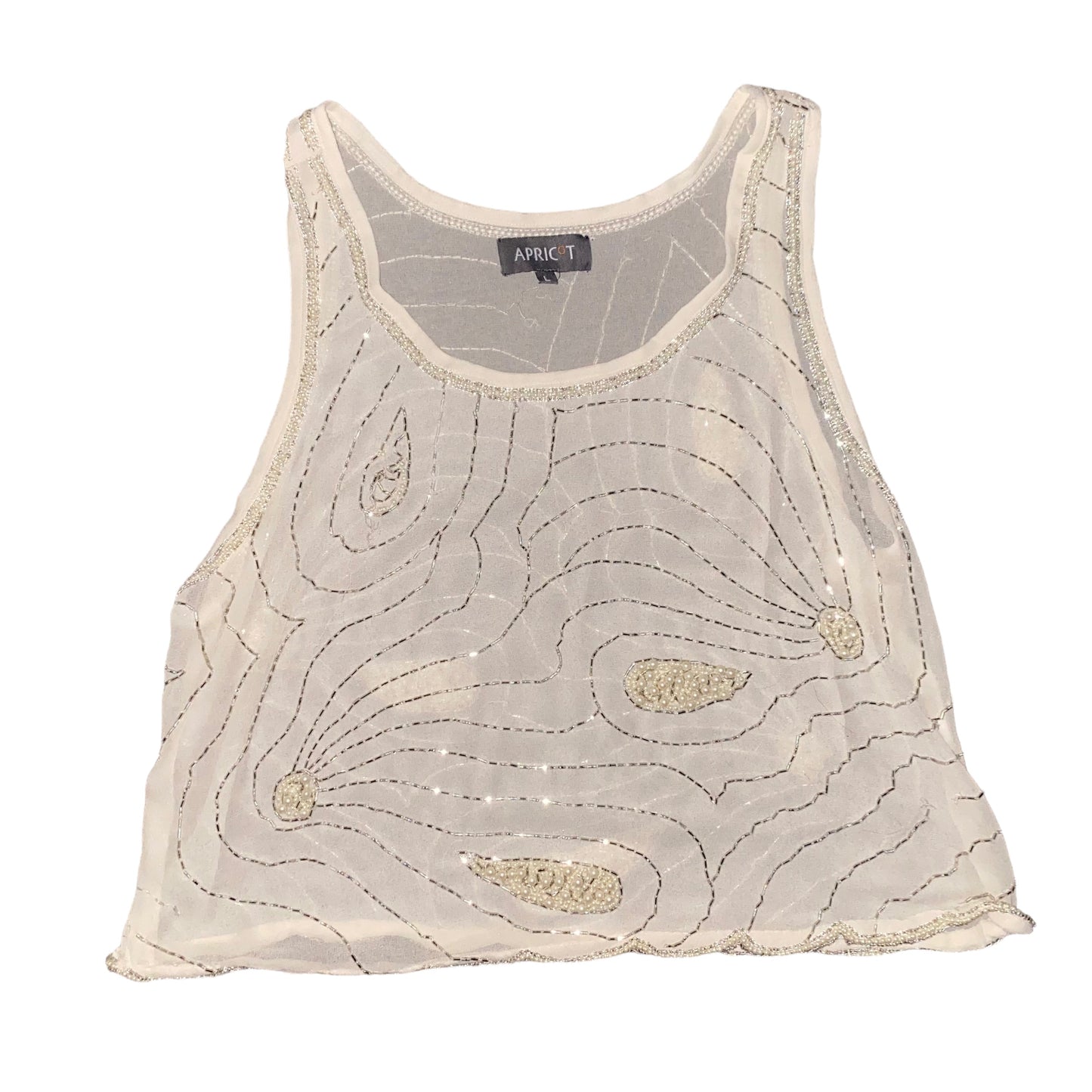 Y2K Tank Top Sequin Cream Apricot (L) - Fashion Aftermath