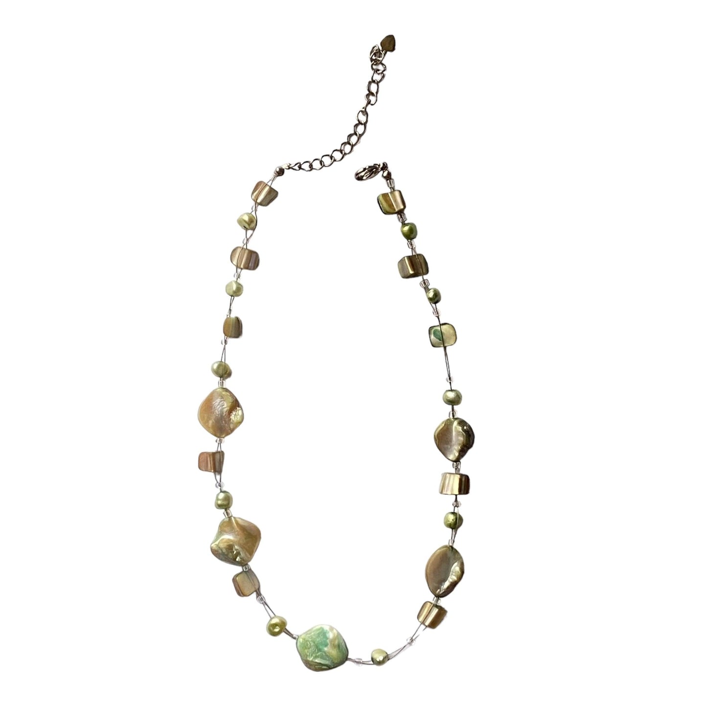 Vintage Chain Necklace Bracelet Silver Pearly Stones - Fashion Aftermath