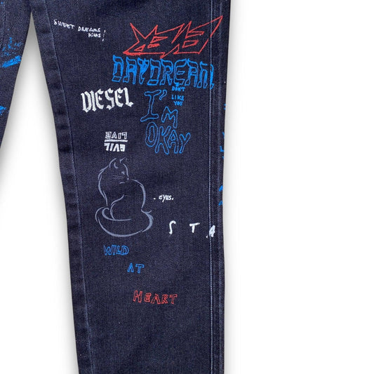 DIESEL Jeans Y2K Fit Dye Unique Print (XS) - Fashion Aftermath