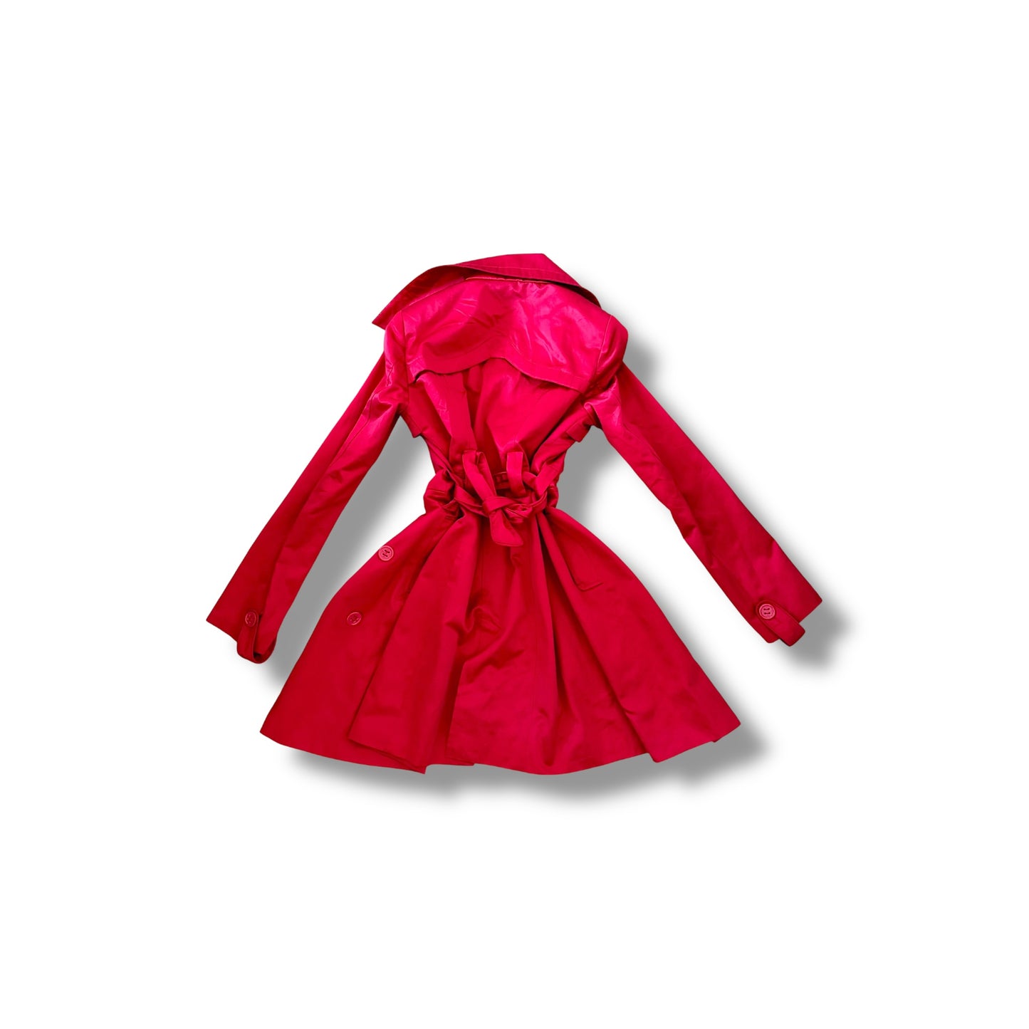 Y2K Trench Coat Zebra Accents Signal Red (S)