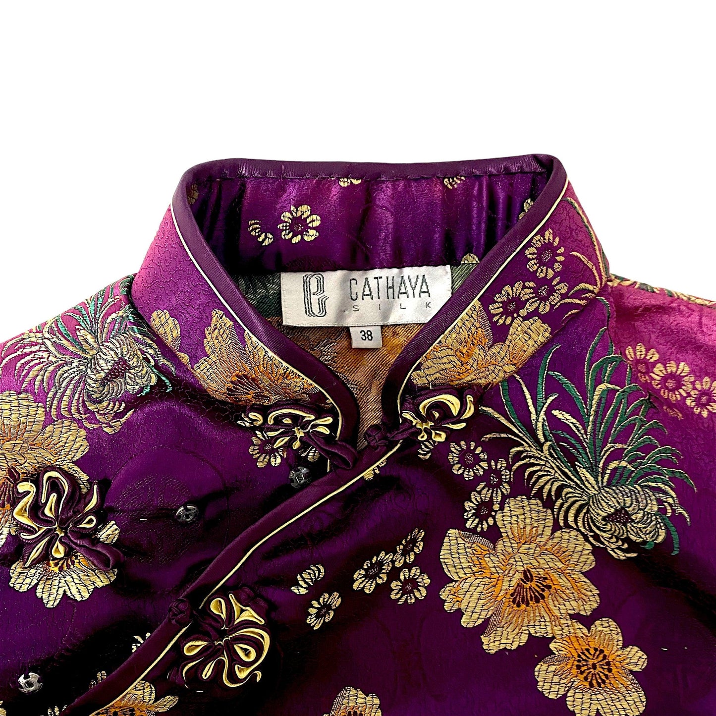Silk Mini Dress Chinese Traditional Style Vintage (M) - Fashion Aftermath