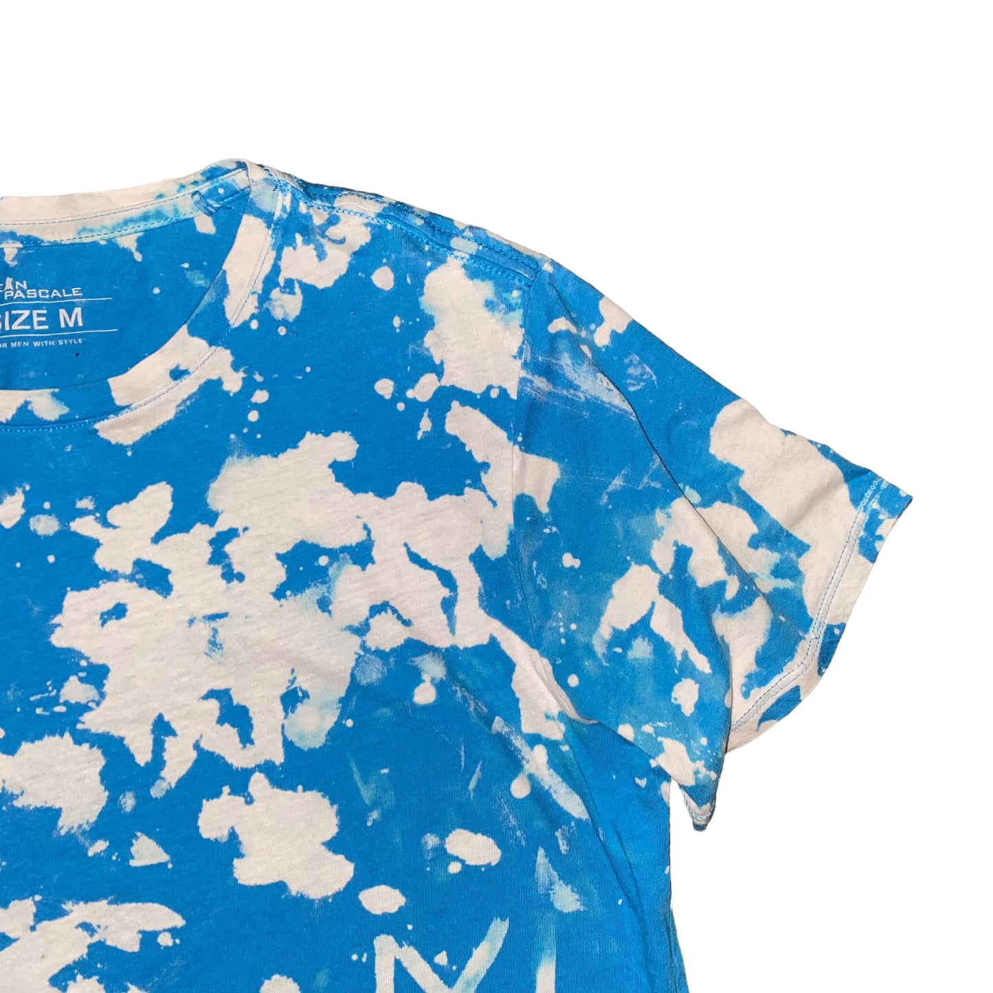 Upcycled Men's T-shirt Cotton Blue Ombre Size M - Fashion Aftermath