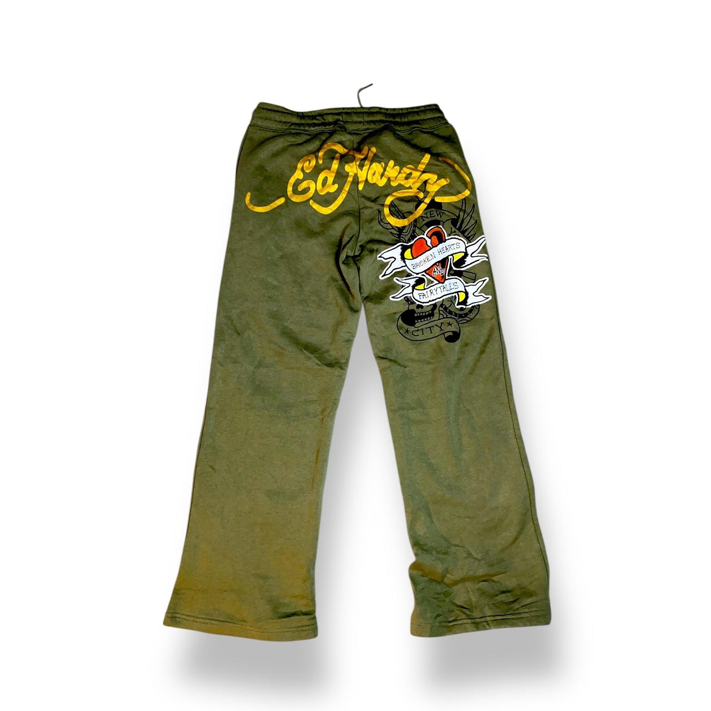 Ed Hardy Tracksuit Set Pants + Sweatshirt Y2K Olive (M) - Fashion Aftermath