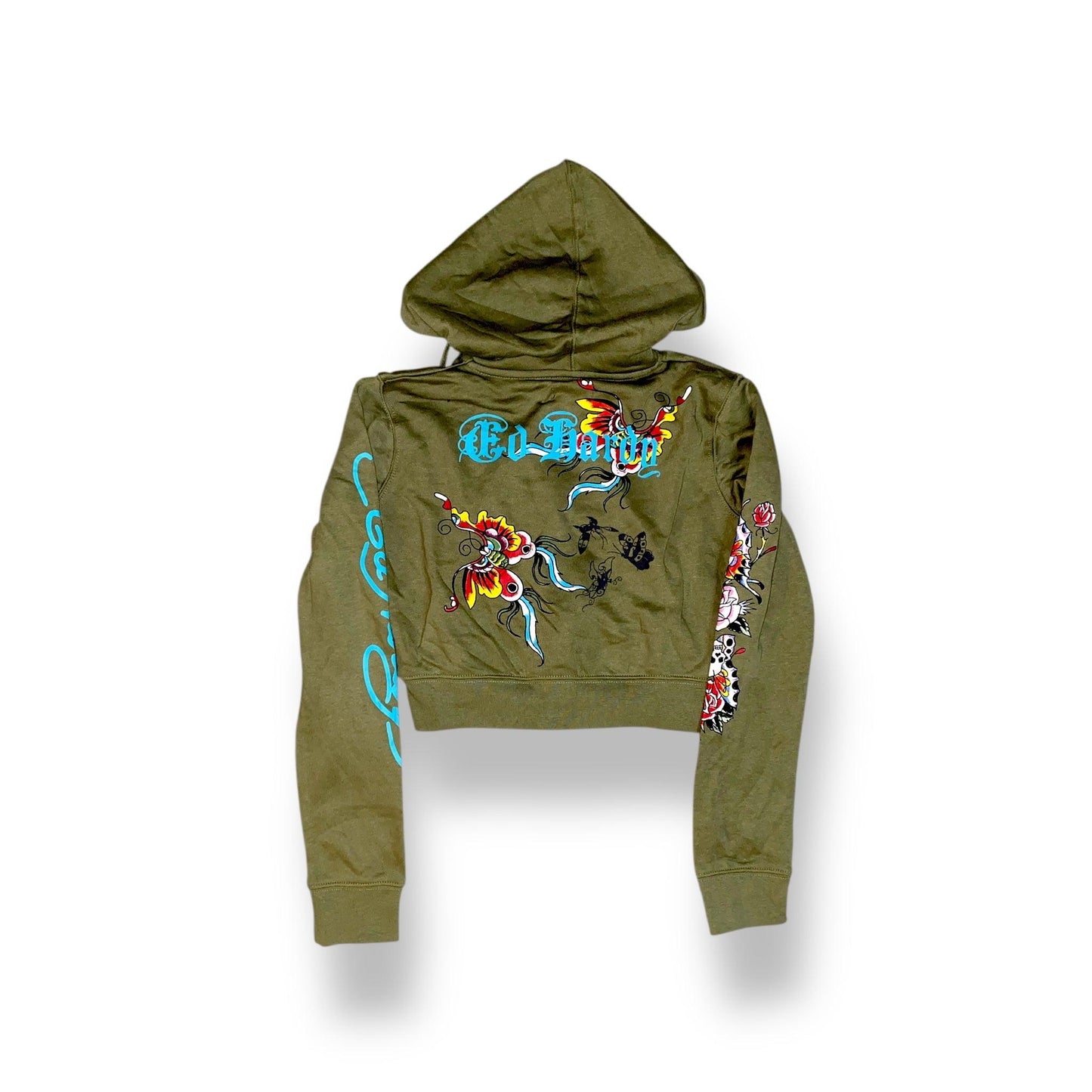 Ed Hardy Tracksuit Set Pants + Sweatshirt Y2K Olive (M) - Fashion Aftermath