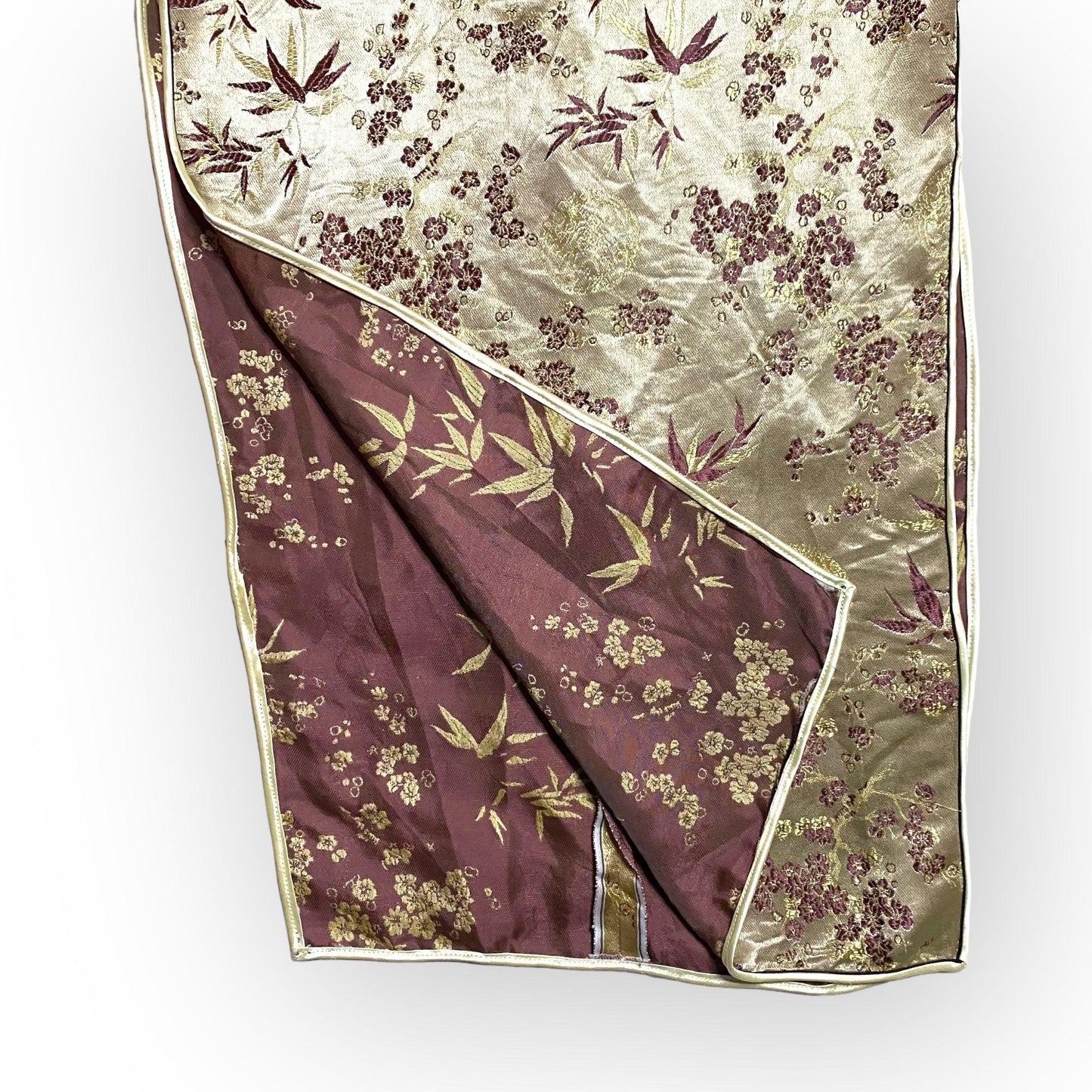 Silk Maxi Dress Vintage Gown Gold Vietnam (S) - Fashion Aftermath