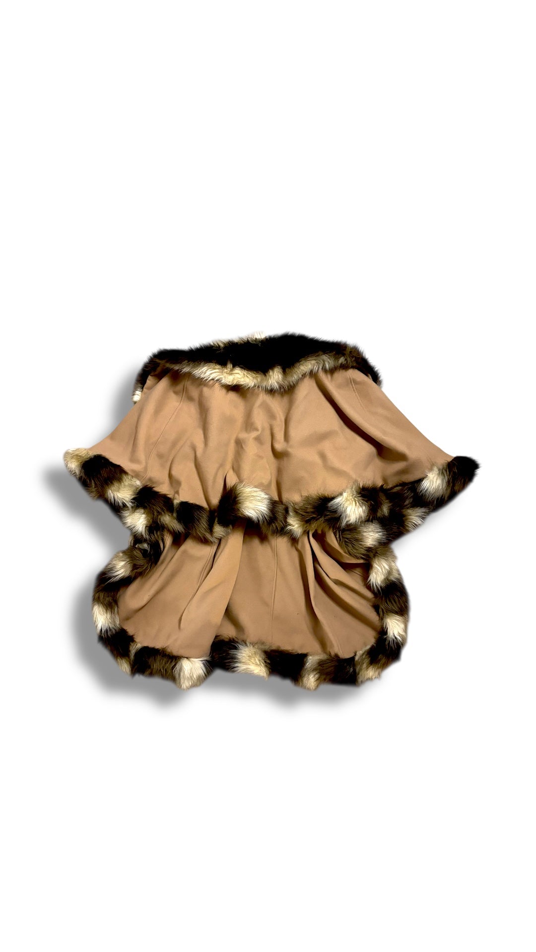 Beige Vintage ponchos Vest Jacket Fur imitation (S-L)