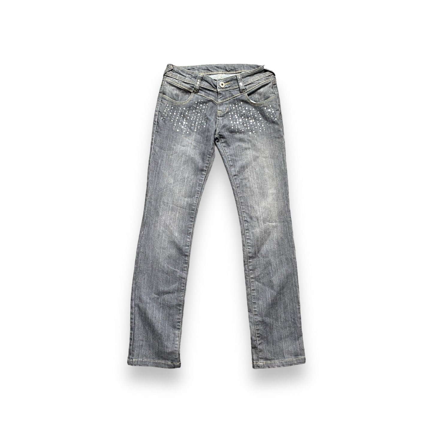 Y2K Jeans Low Rise Straight Leg Sequin (S) - Fashion Aftermath