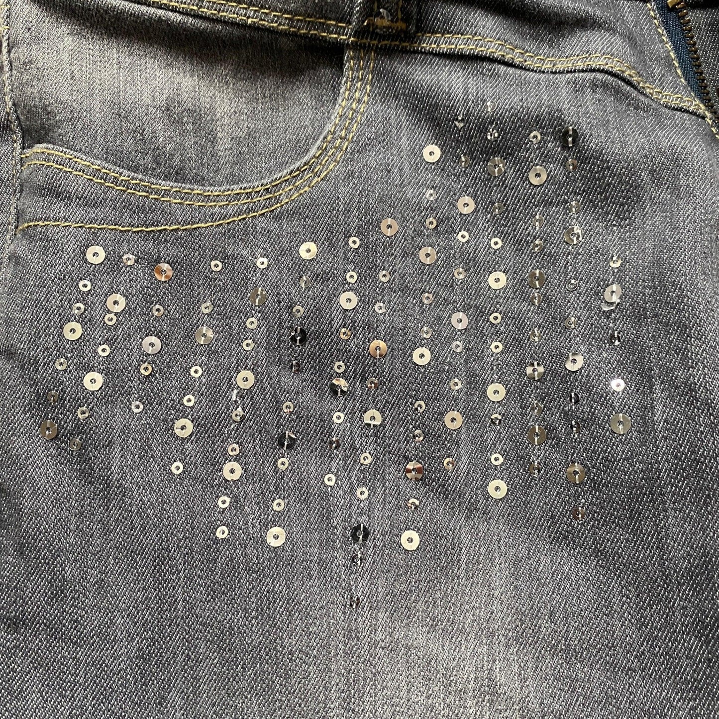 Y2K Jeans Low Rise Straight Leg Sequin (S) - Fashion Aftermath