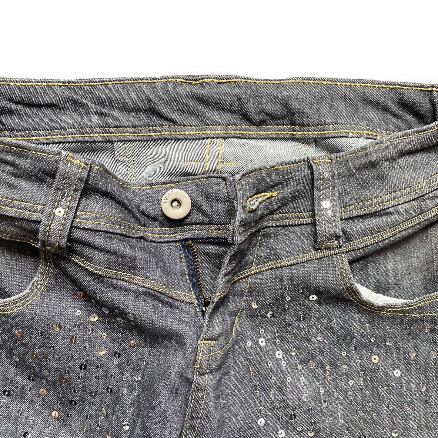 Y2K Jeans Low Rise Straight Leg Sequin (S) - Fashion Aftermath