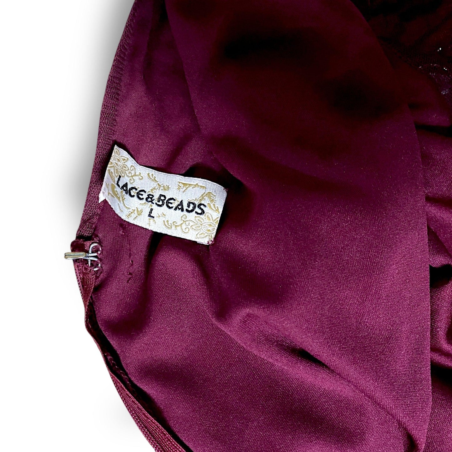 Y2K Dress Midi A-Line Sequin Burgundy (L) - Fashion Aftermath