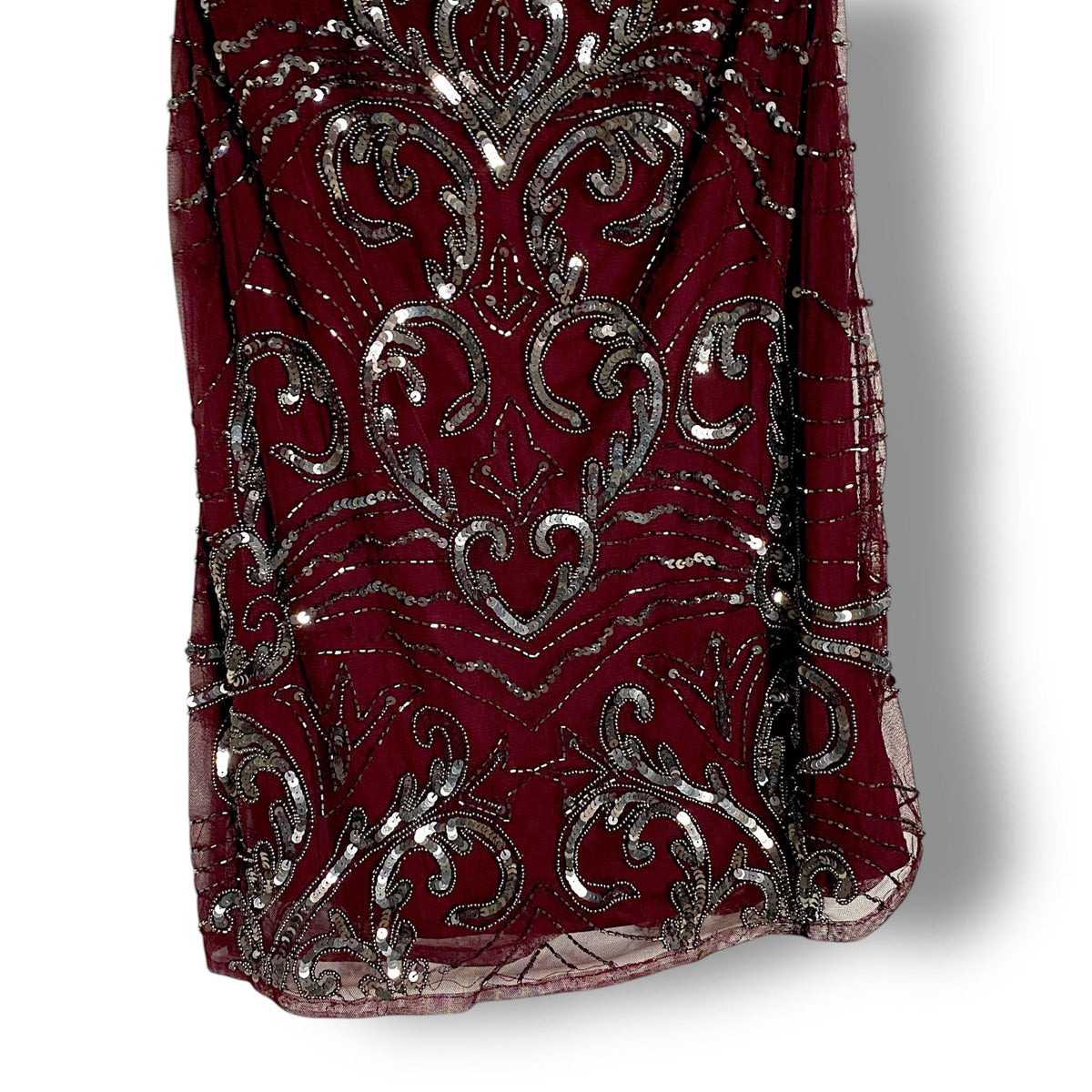 Y2K Dress Midi A-Line Sequin Burgundy (L) - Fashion Aftermath
