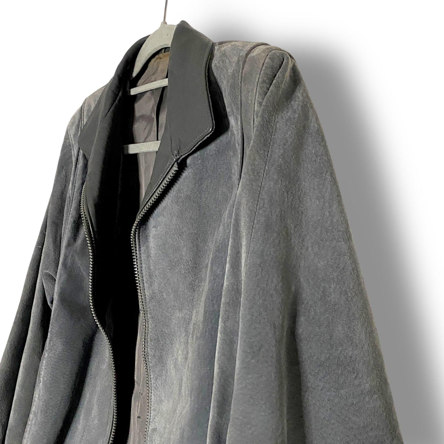 Leather Jacket Vintage Grey Suede 80s/90s (S) - Fashion Aftermath