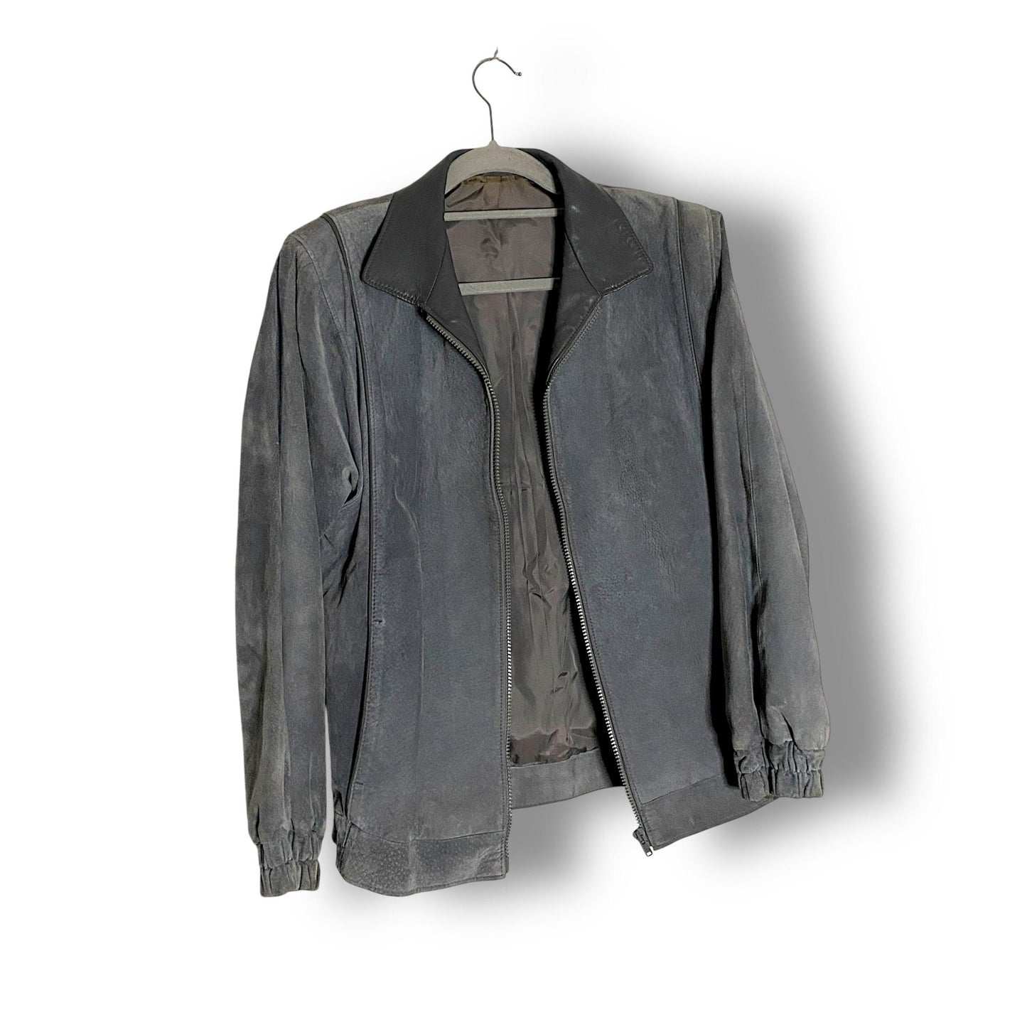 Leather Jacket Vintage Grey Suede 80s/90s (S) - Fashion Aftermath