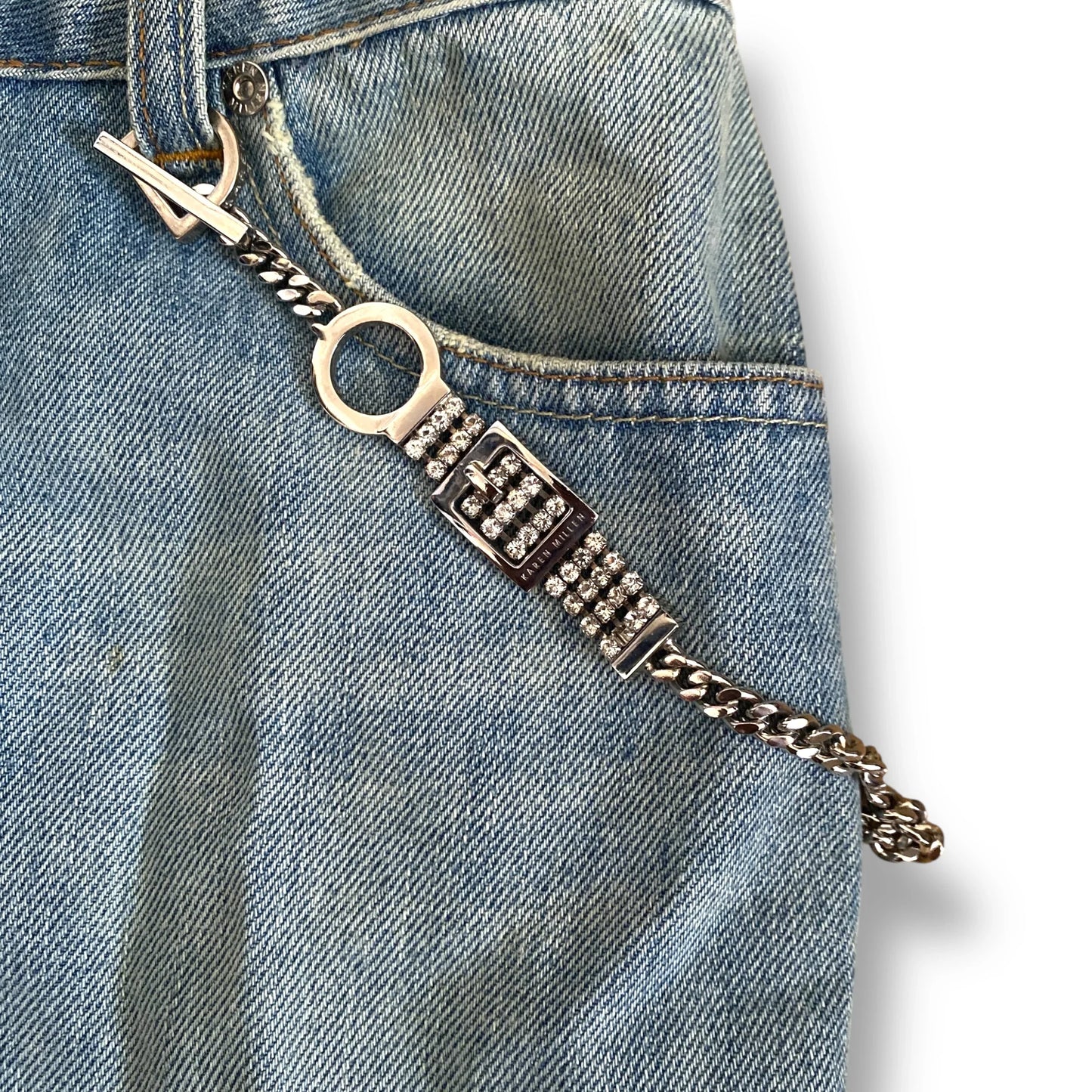 Y2K Jeans Skirt Mini Chain Karen Millen (S)