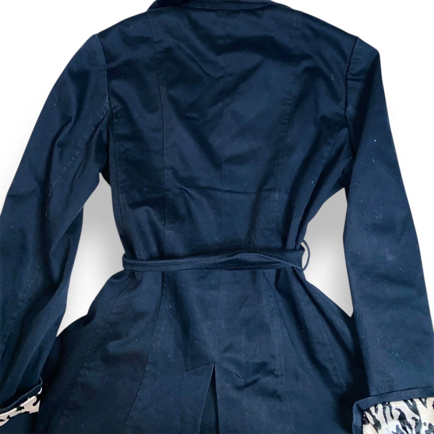 Trench coat women navy silk - Fashion Aftermath