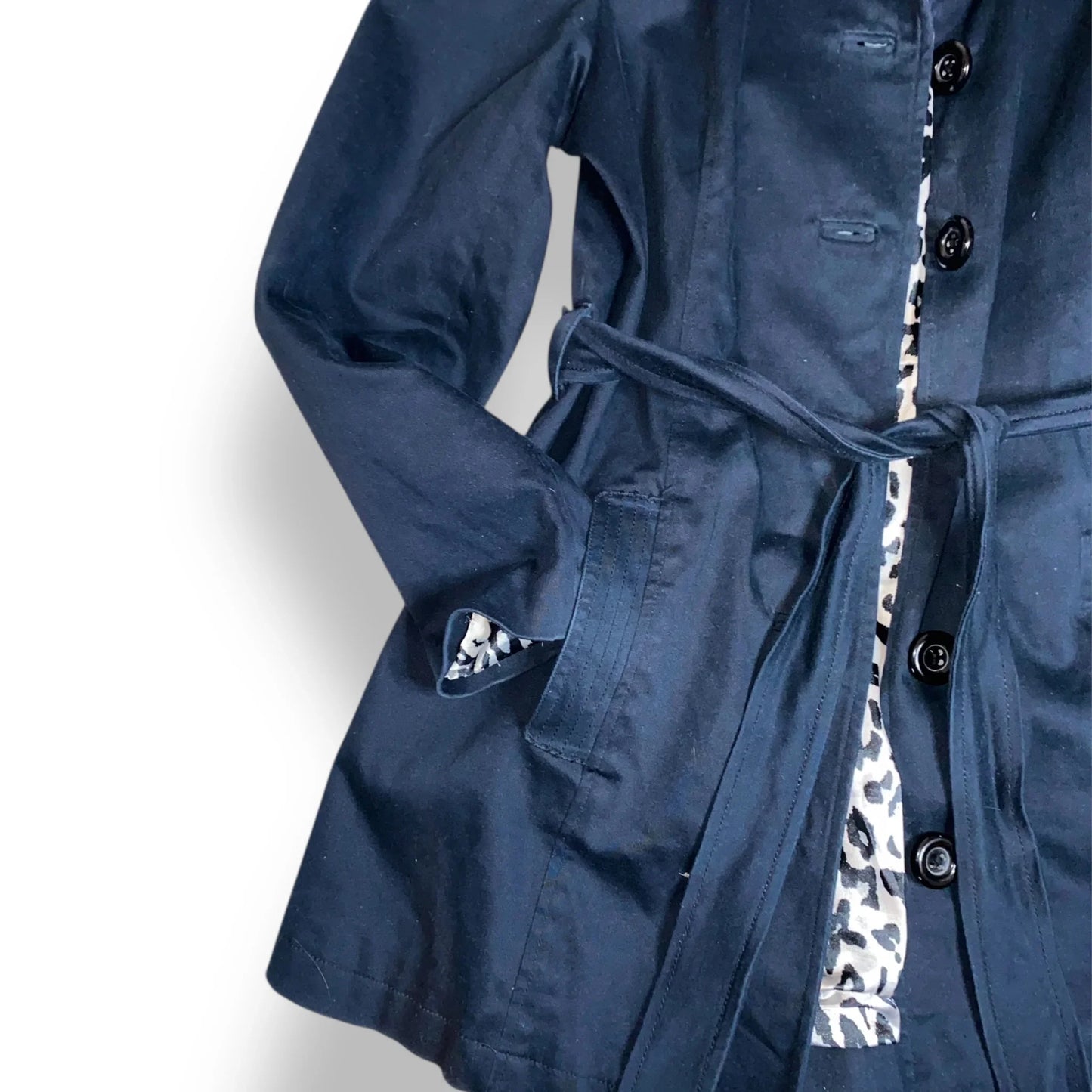 Trench coat women navy silk - Fashion Aftermath