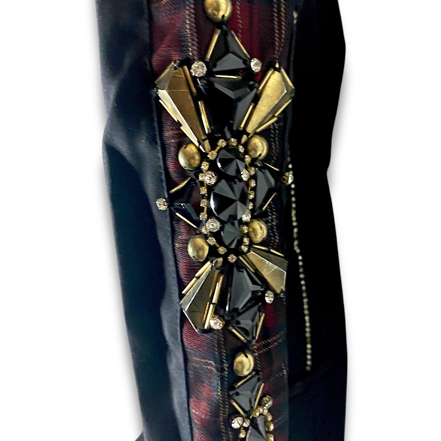 Vintage Mini Dress Bodycon Embellished Sleeves (XS) - Fashion Aftermath