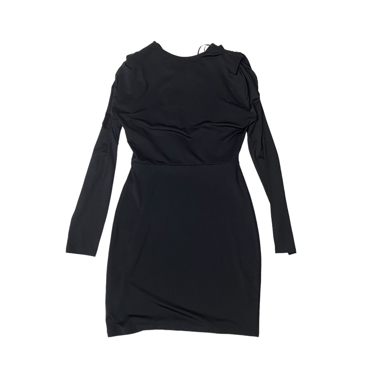 Shoulder Pad Black Dress Elastic Mini Long Sleeve Slimming Shape - Fashion Aftermath