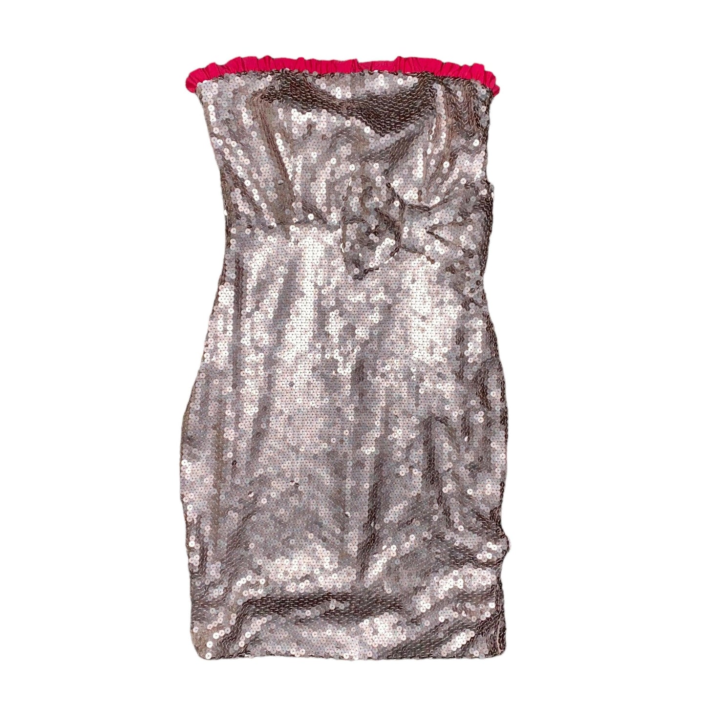 Y2K Mini Dress Gold Sequin Party Bow Rushed (S) - Fashion Aftermath