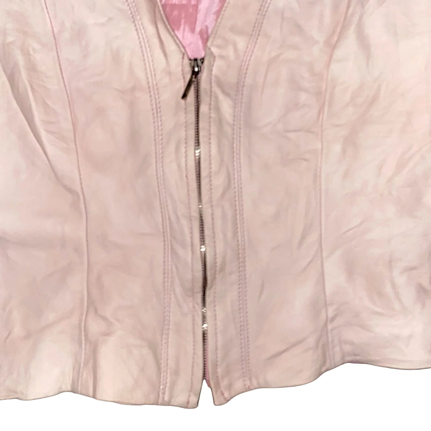 Leather Jacket Vintage Rose Pink Long Sleeve (M) - Fashion Aftermath