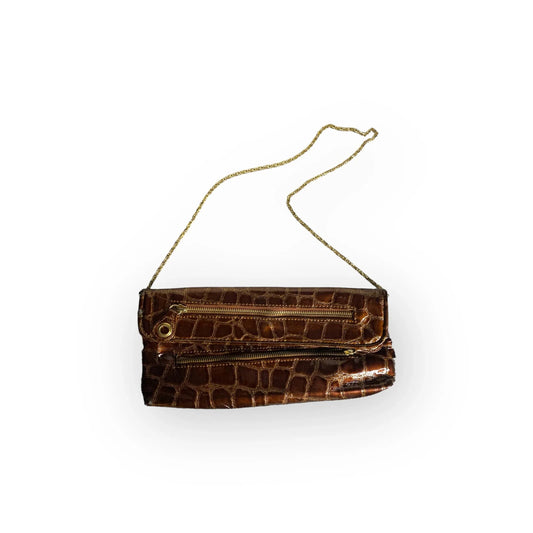 Vintage Shoulder Bag Brown Croco Finished ALDO Gold Chain Brown Clutch