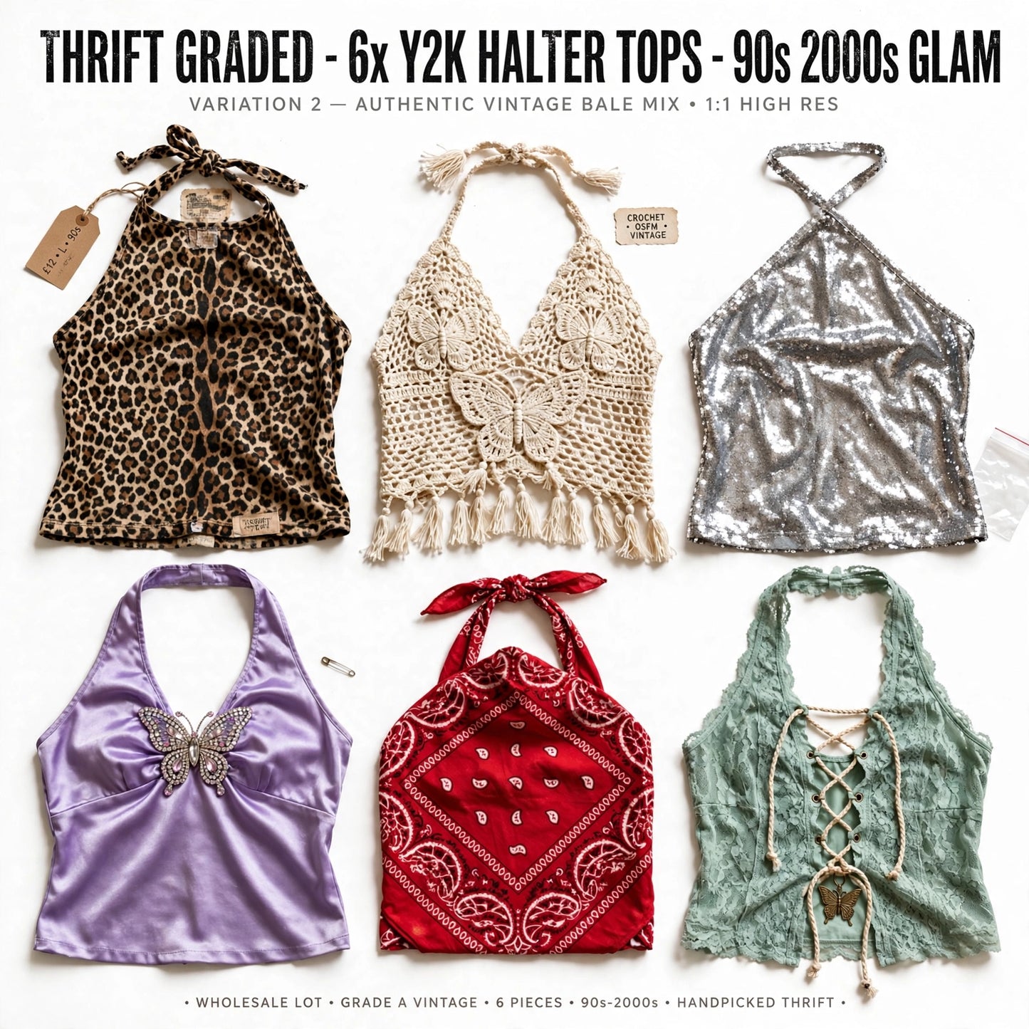 Vintage wholesale Neck holder Halter Tops Thrift - Y2K 90s 2000s